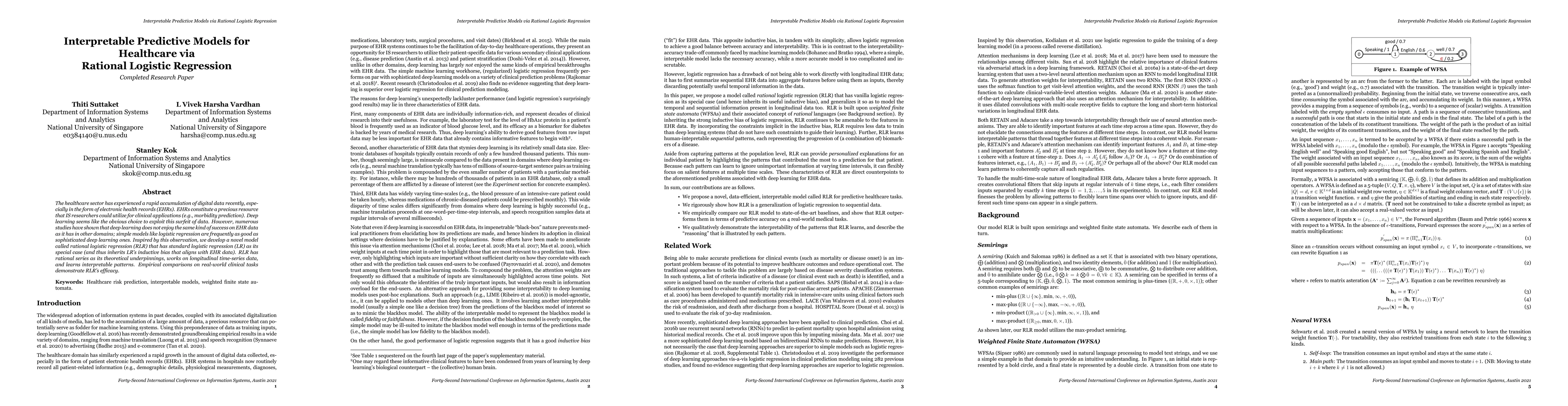 Thumbnail for Interpretable Predictive Models for Healthcare via Rational Logistic
  Regression