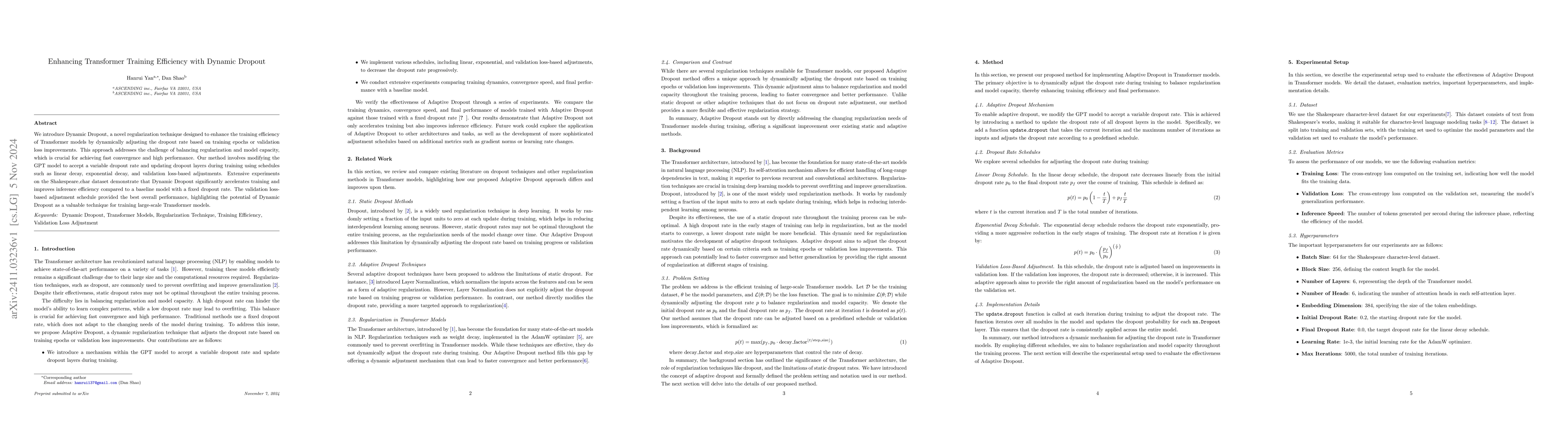 Thumbnail for Enhancing Transformer Training Efficiency with Dynamic Dropout