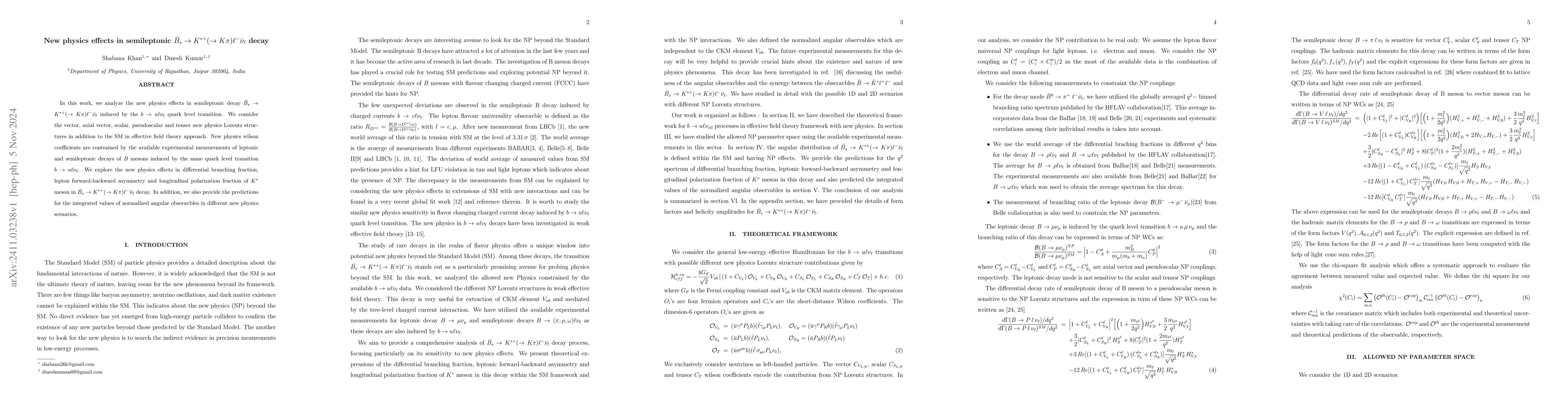 Thumbnail for New physics effects in semileptonic $\bar{B_s} \to K^{*+}(\to Kπ)
  \ell^- \barν_\ell$ decay