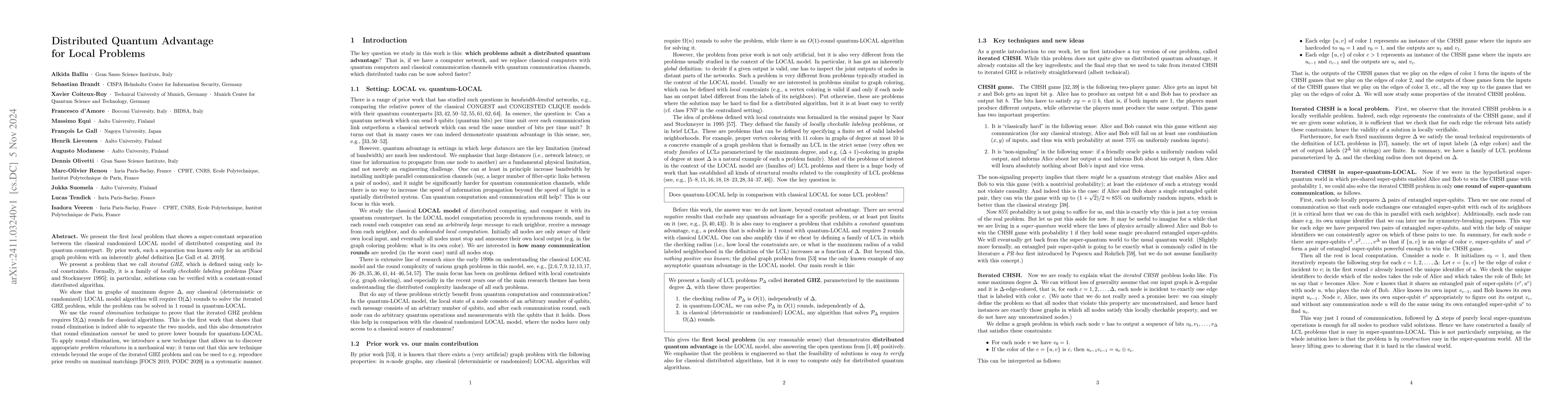 Thumbnail for Distributed Quantum Advantage for Local Problems