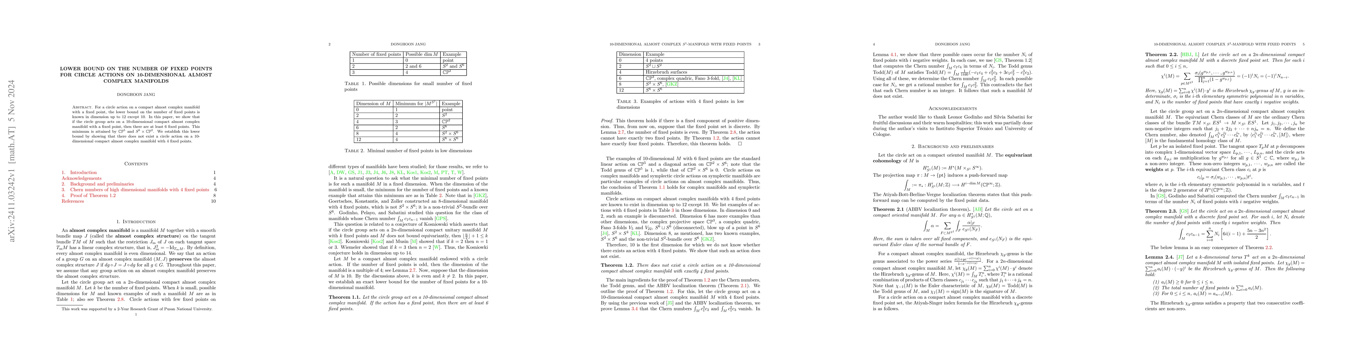 Thumbnail for Lower bound on the number of fixed points for circle actions on
  10-dimensional almost complex manifolds