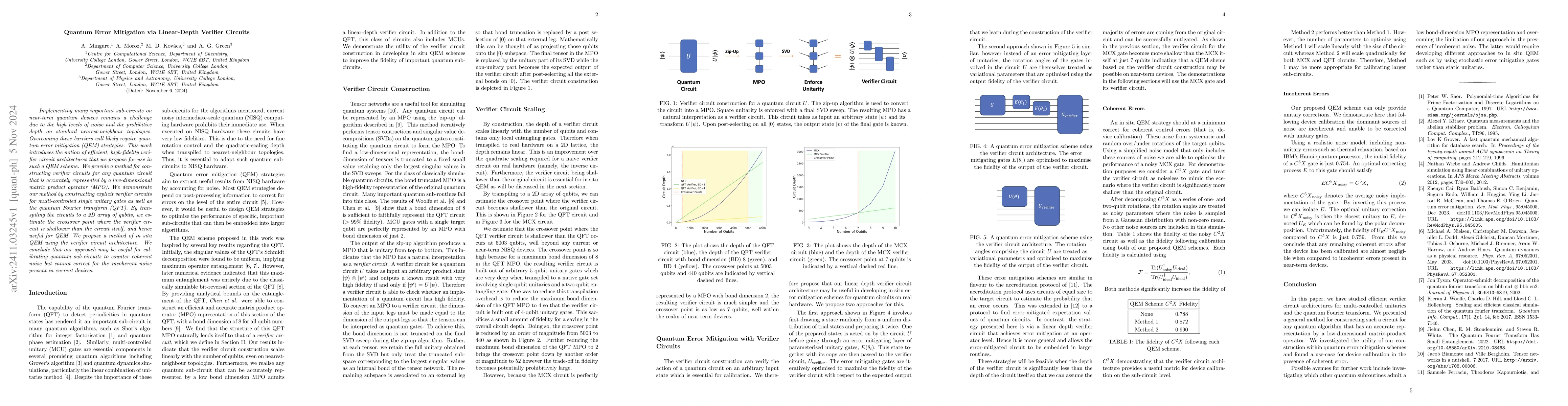 Thumbnail for Quantum Error Mitigation via Linear-Depth Verifier Circuits