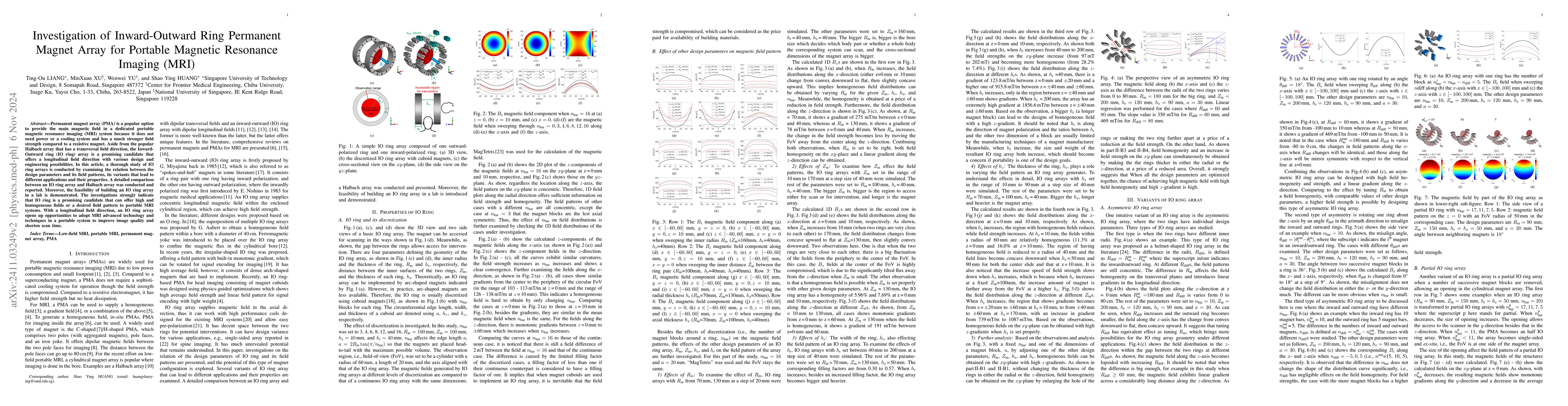 Thumbnail for Investigation of Inward-Outward Ring Permanent Magnet Array for Portable
  Magnetic Resonance Imaging (MRI)