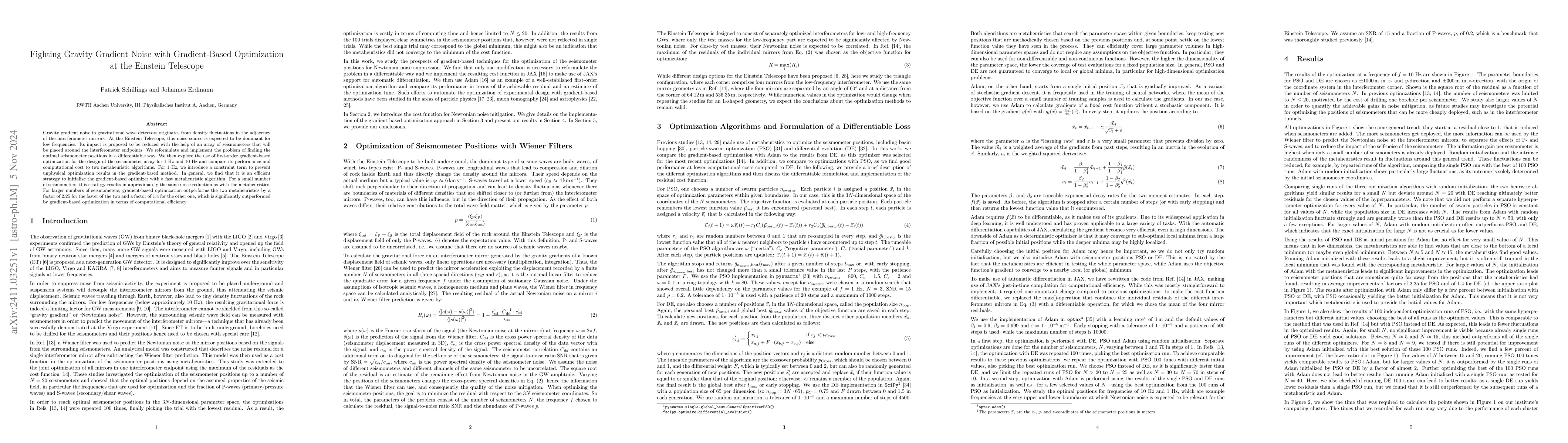 Thumbnail for Fighting Gravity Gradient Noise with Gradient-Based Optimization at the
  Einstein Telescope
