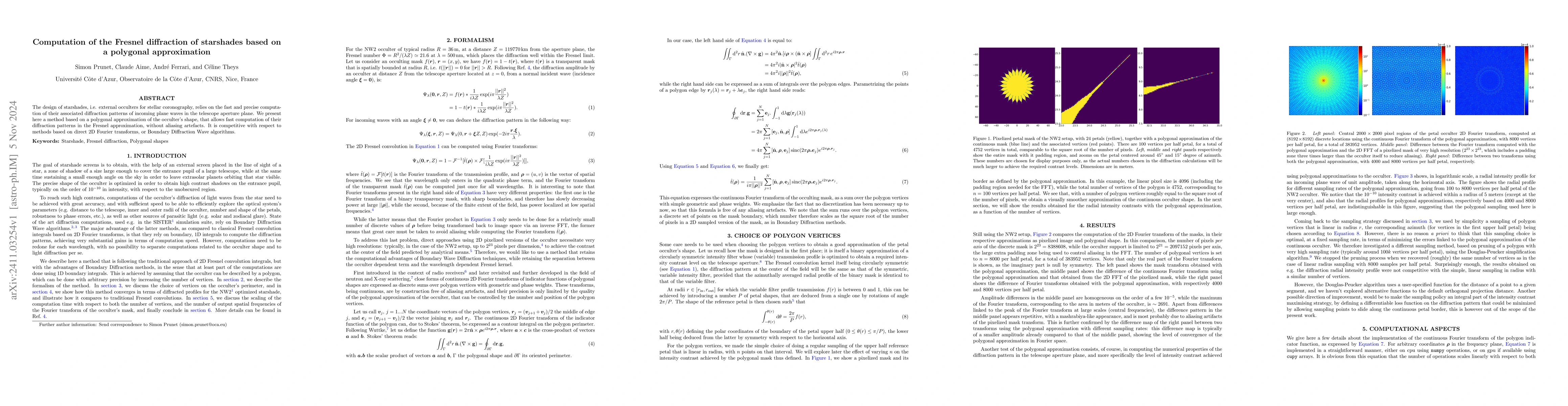 Thumbnail for Computation of the Fresnel diffraction of starshades based on a
  polygonal approximation