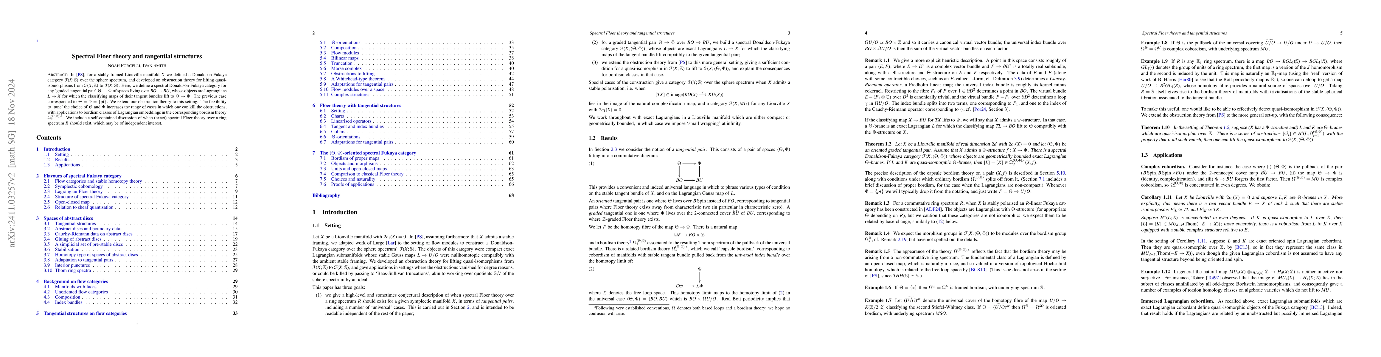 Thumbnail for Spectral Floer theory and tangential structures