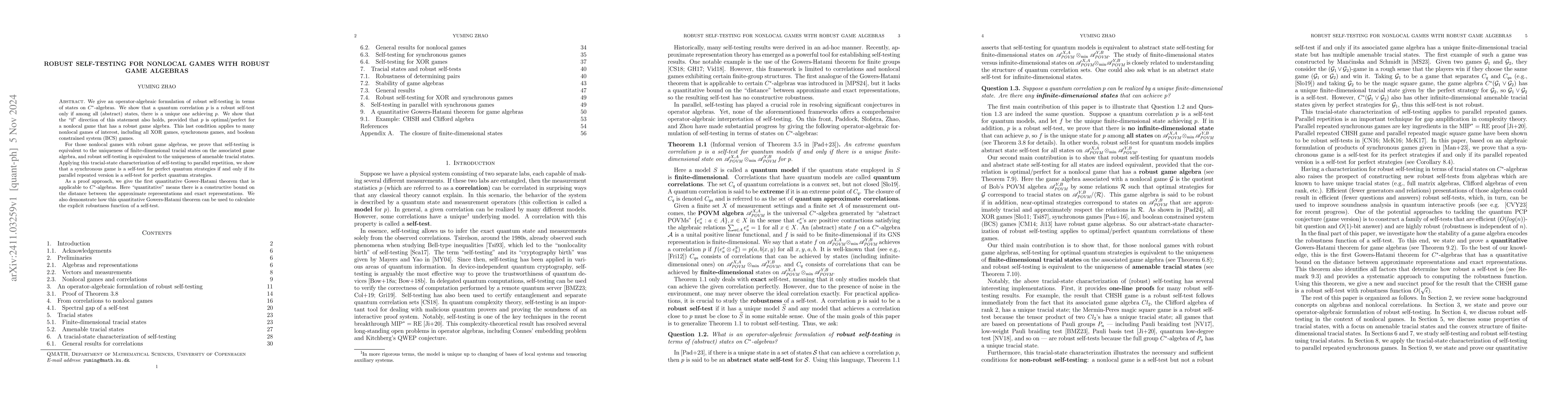 Thumbnail for Robust self-testing for nonlocal games with robust game algebras