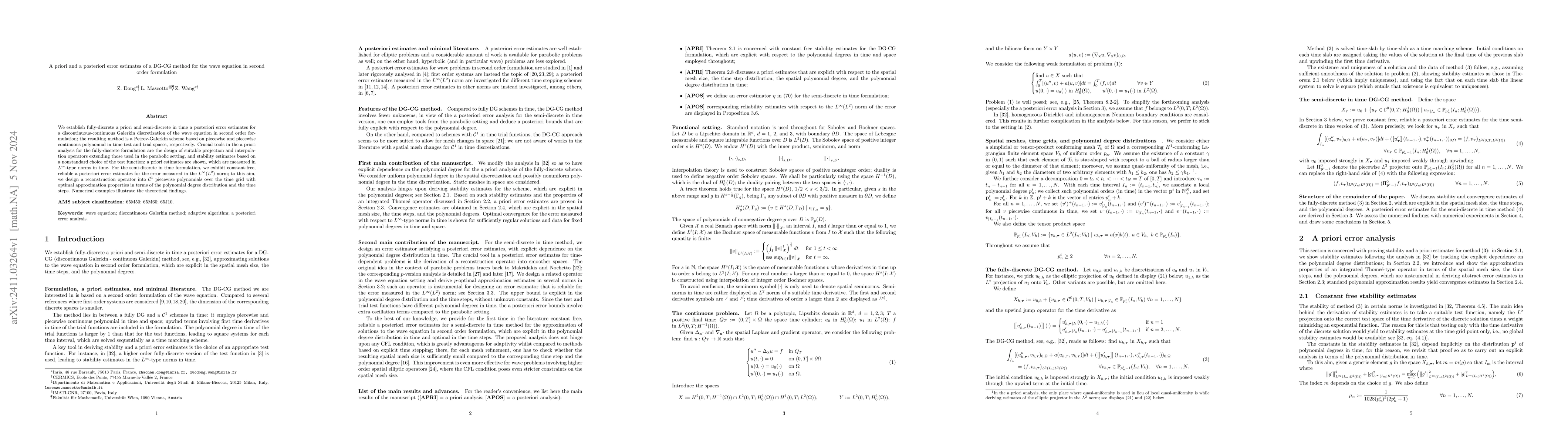 Thumbnail for A priori and a posteriori error estimates of a DG-CG method for the wave
  equation in second order formulation