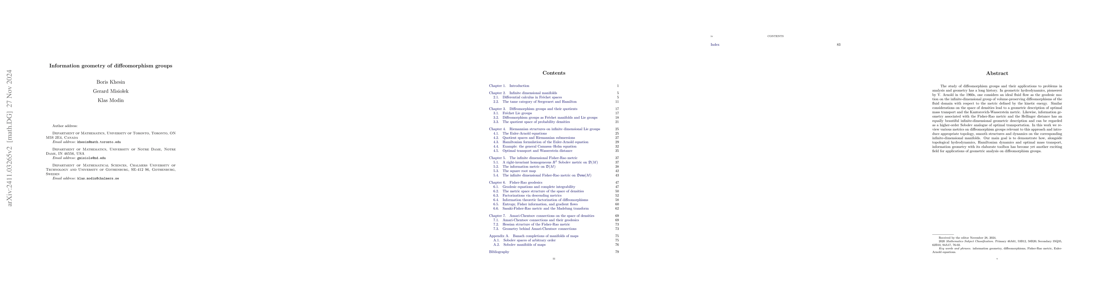 Thumbnail for Information geometry of diffeomorphism groups