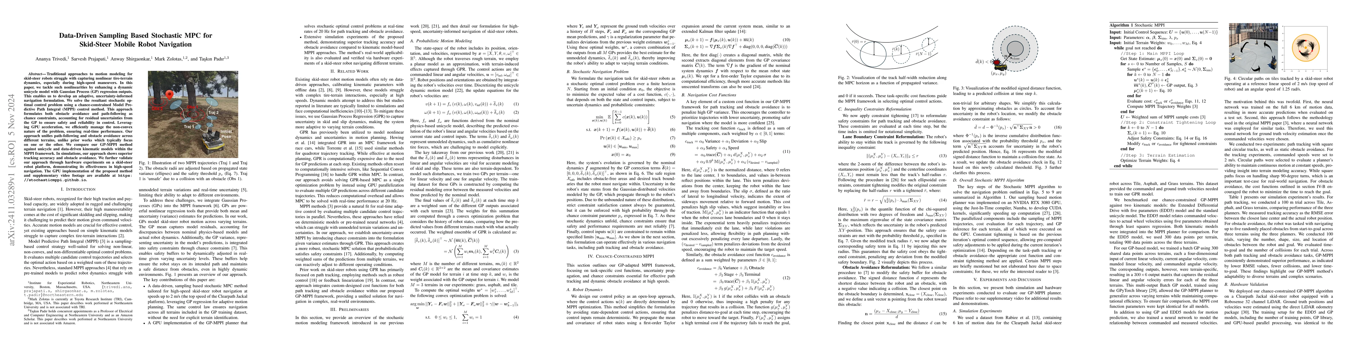 Thumbnail for Data-Driven Sampling Based Stochastic MPC for Skid-Steer Mobile Robot
  Navigation