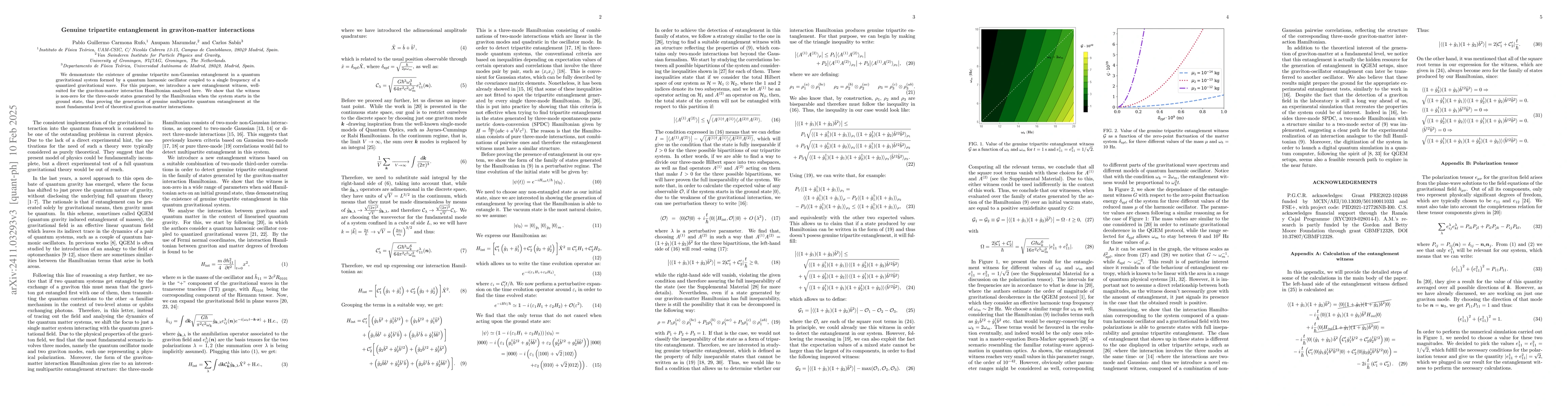 Thumbnail for Genuine tripartite entanglement in graviton-matter interactions