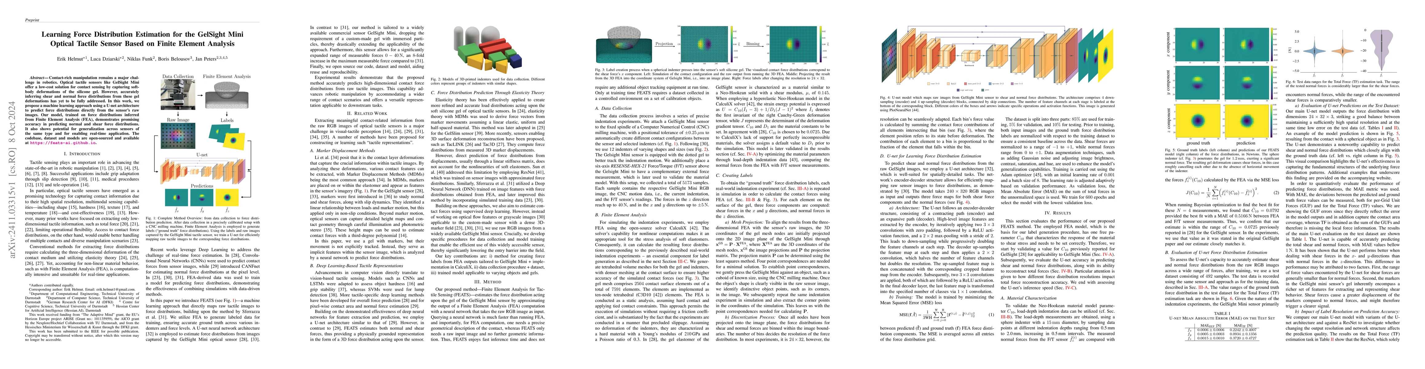 Thumbnail for Learning Force Distribution Estimation for the GelSight Mini Optical
  Tactile Sensor Based on Finite Element Analysis