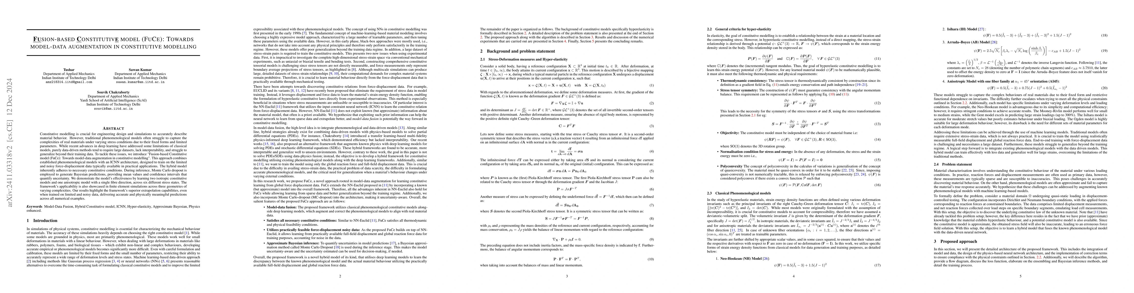 Thumbnail for FUsion-based ConstitutivE model (FuCe): Towards model-data augmentation
  in constitutive modelling