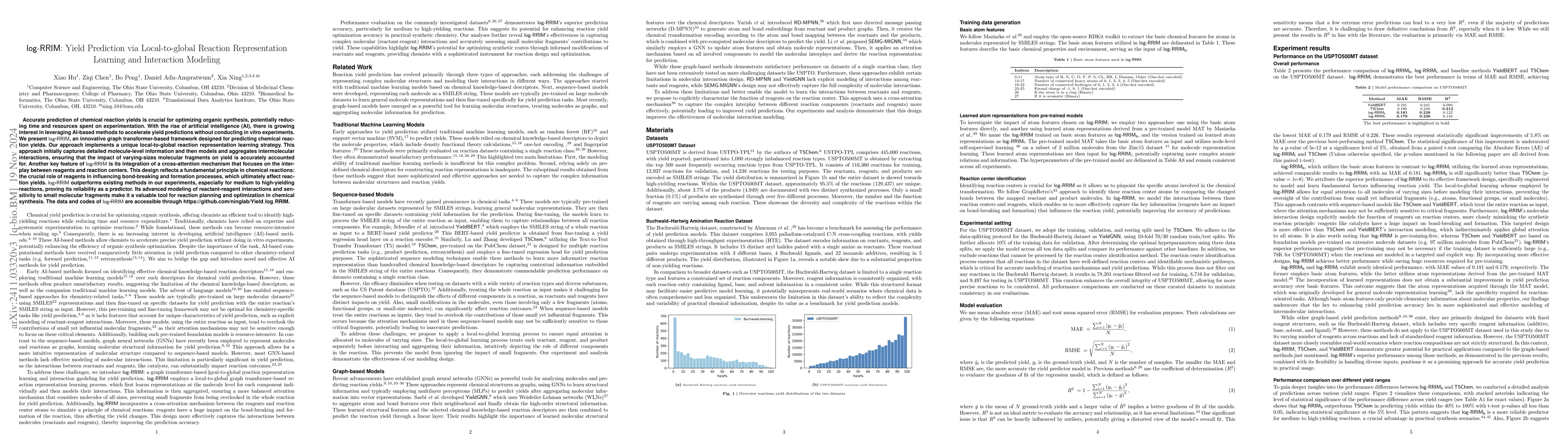 Thumbnail for log-RRIM: Yield Prediction via Local-to-global Reaction Representation
  Learning and Interaction Modeling