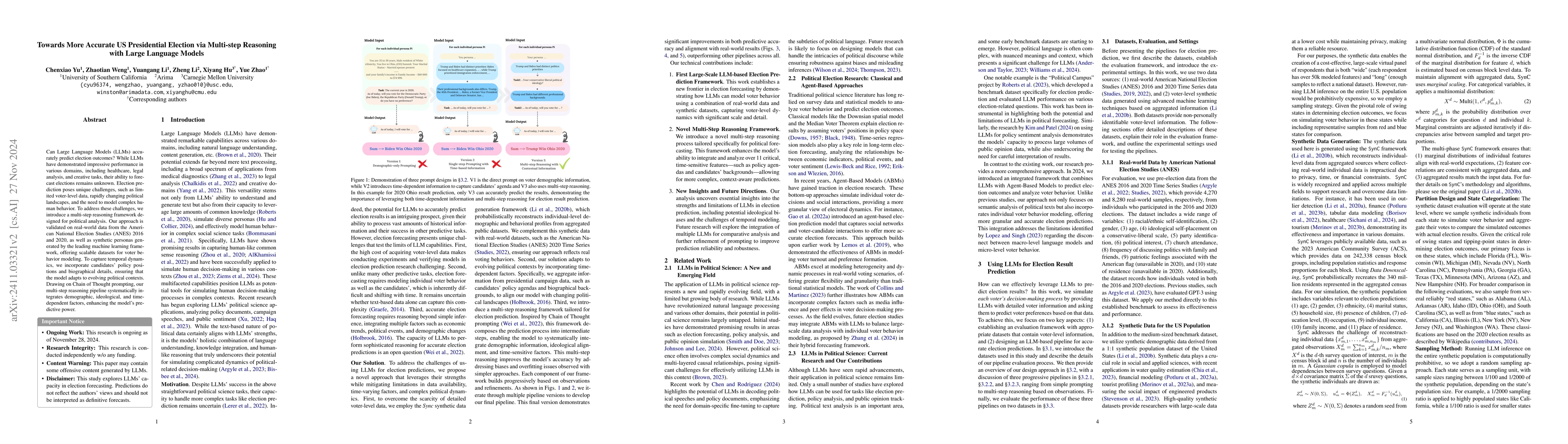 Thumbnail for Will Trump Win in 2024? Predicting the US Presidential Election via
  Multi-step Reasoning with Large Language Models