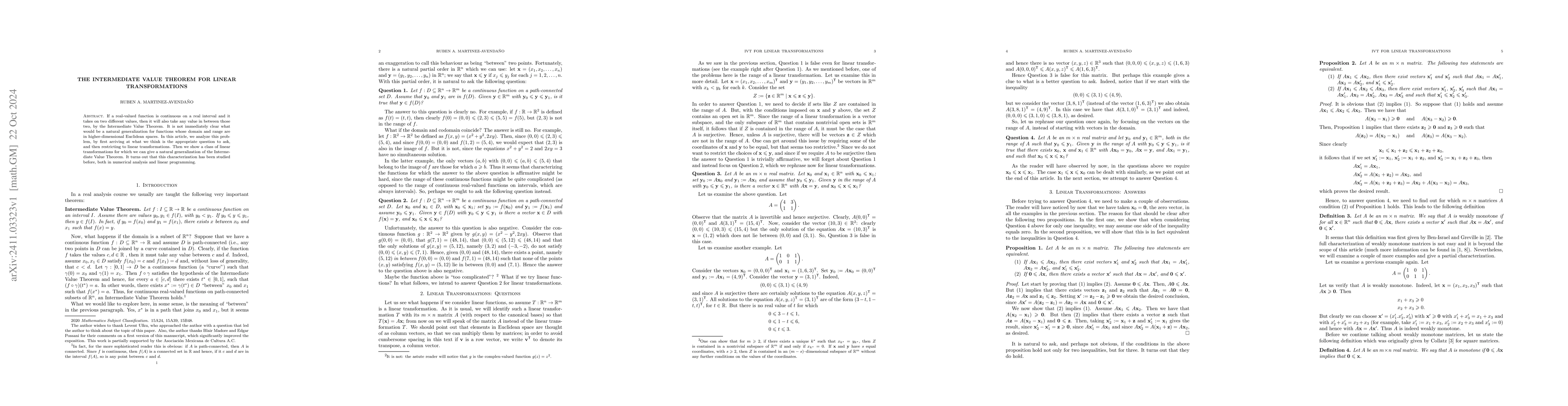Thumbnail for The Intermediate Value Theorem for Linear Transformations