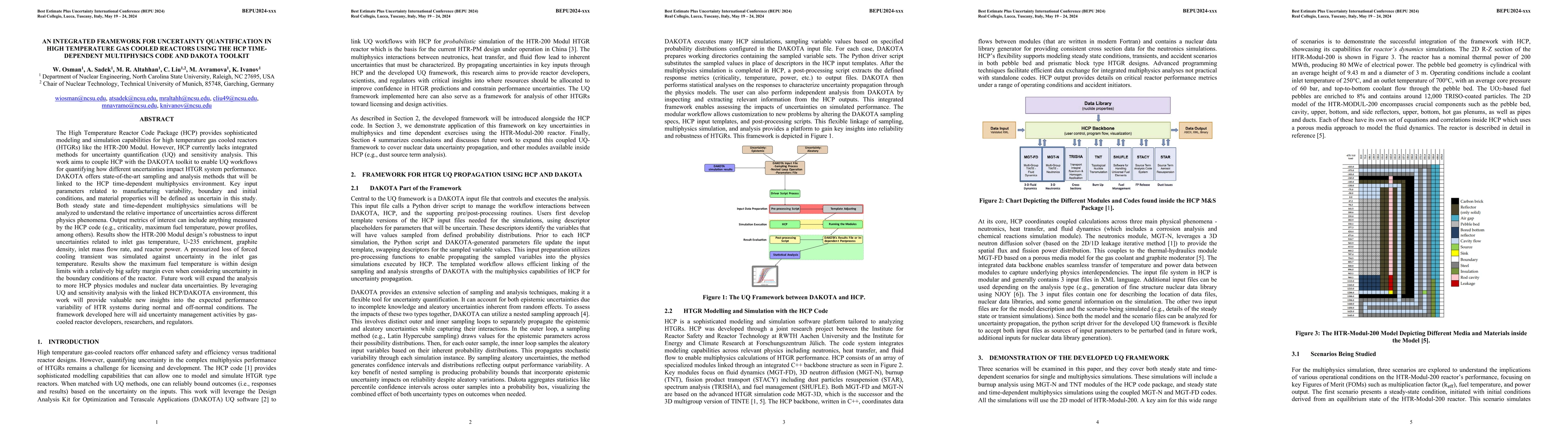 Thumbnail for An Integrated Framework for Uncertainty Quantification in High
  Temperature Gas Cooled Reactors using the HCP Time-dependent Multiphysics
  code and Dakota toolkit