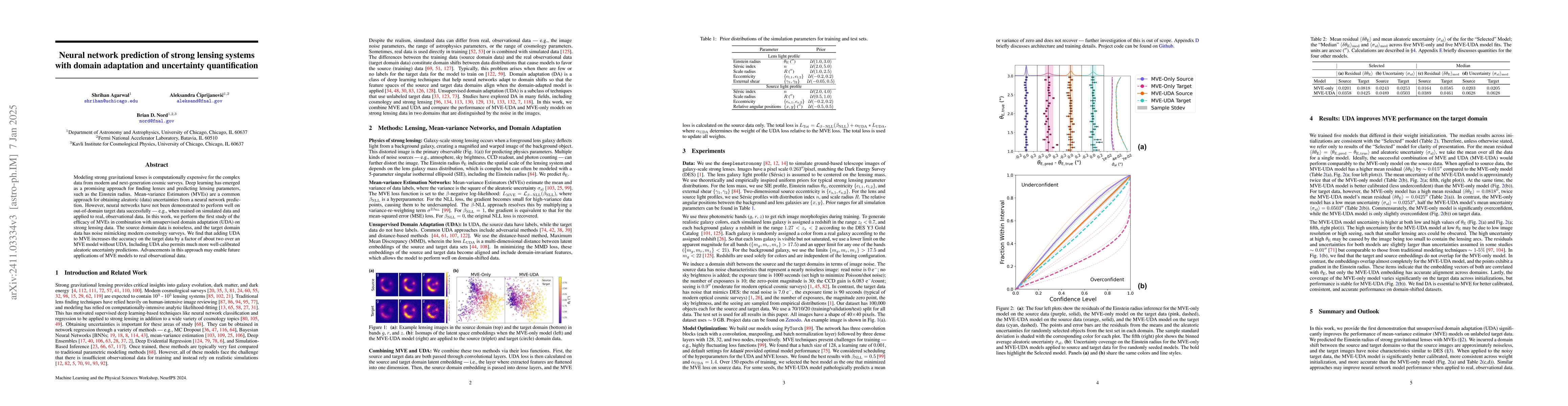 Thumbnail for Neural Network Prediction of Strong Lensing Systems with Domain
  Adaptation and Uncertainty Quantification