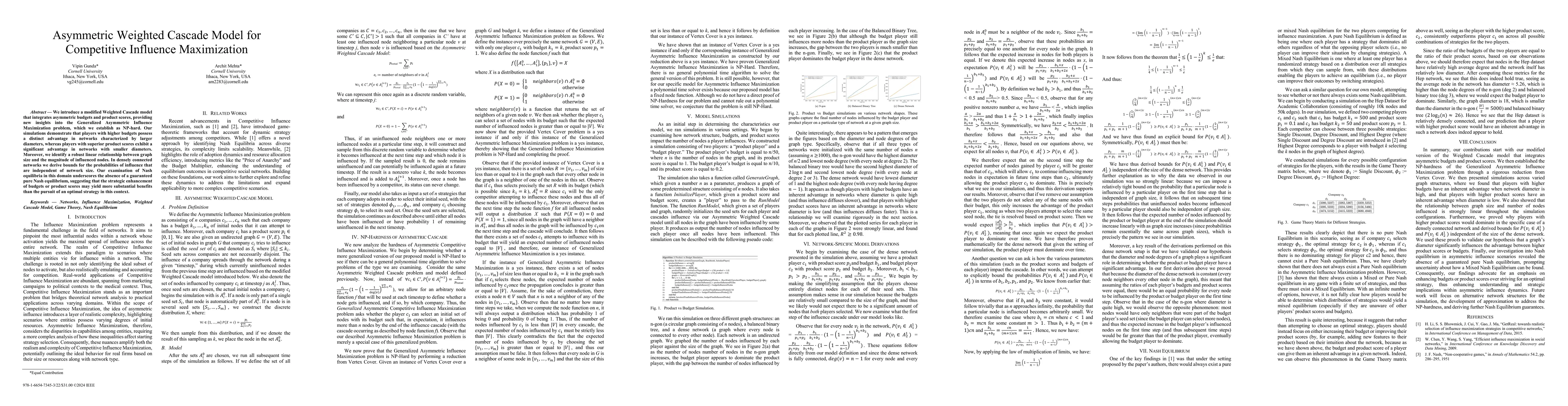 Thumbnail for Asymmetric Weighted Cascade Model for Competitive Influence Maximization