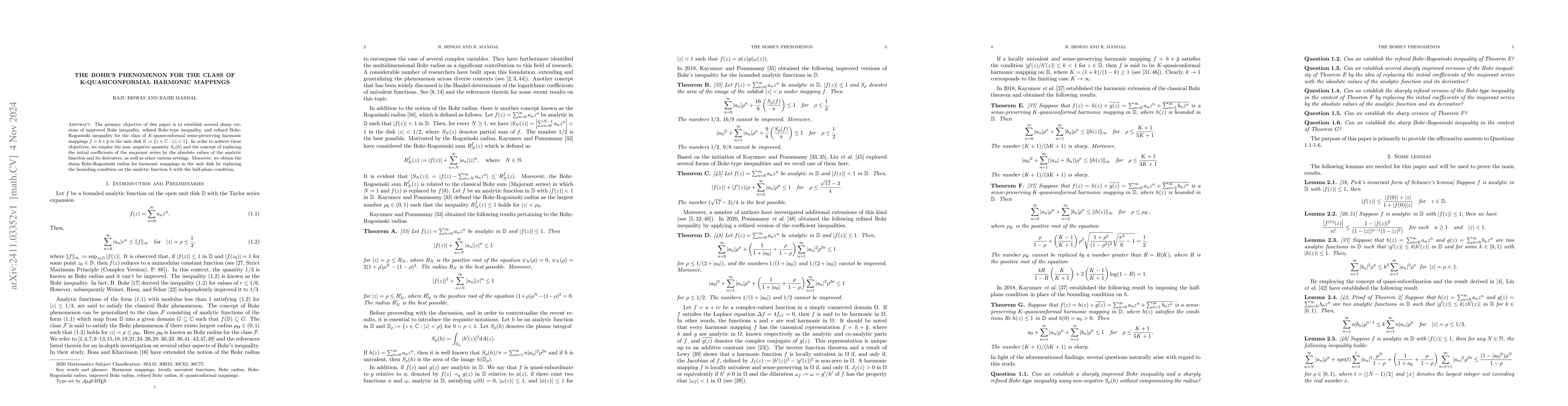 Thumbnail for The Bohr's Phenomenon for the class of K-quasiconformal harmonic
  mappings