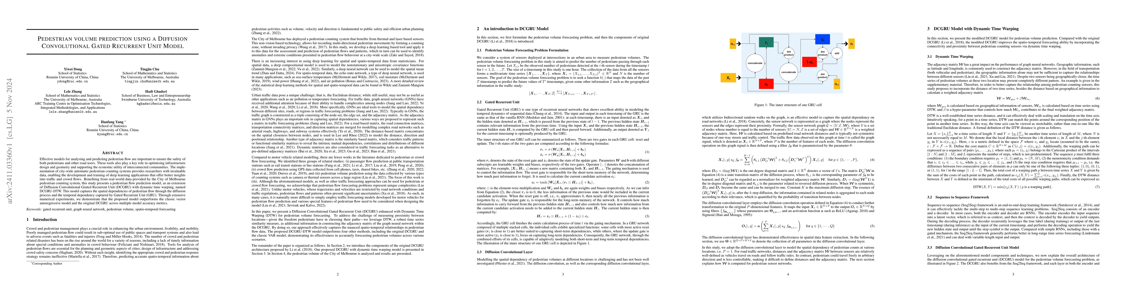 Thumbnail for Pedestrian Volume Prediction Using a Diffusion Convolutional Gated
  Recurrent Unit Model