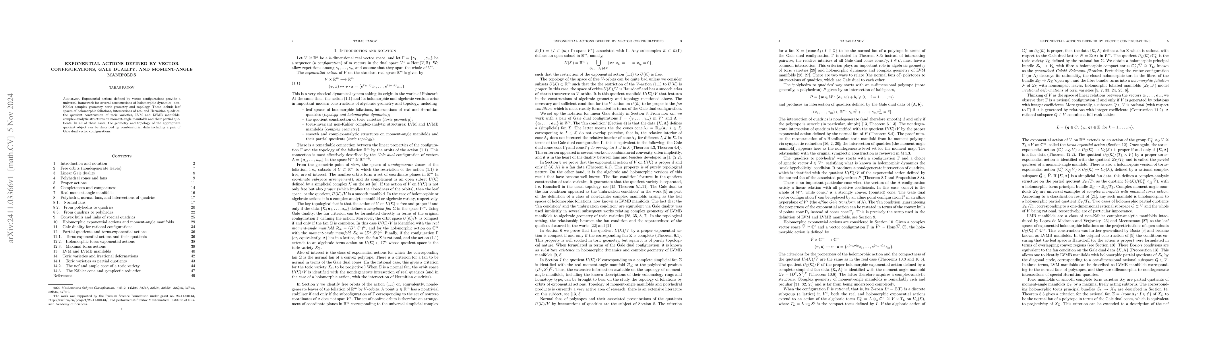 Thumbnail for Exponential actions defined by vector configurations, Gale duality, and
  moment-angle manifolds