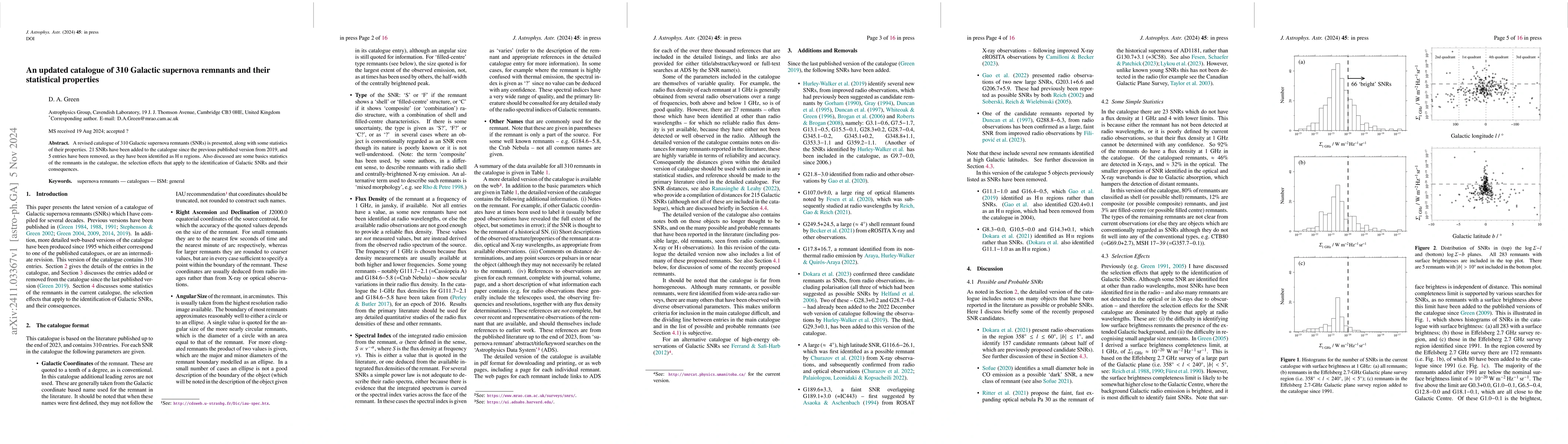Thumbnail for An updated catalogue of 310 Galactic supernova remnants and their
  statistical properties