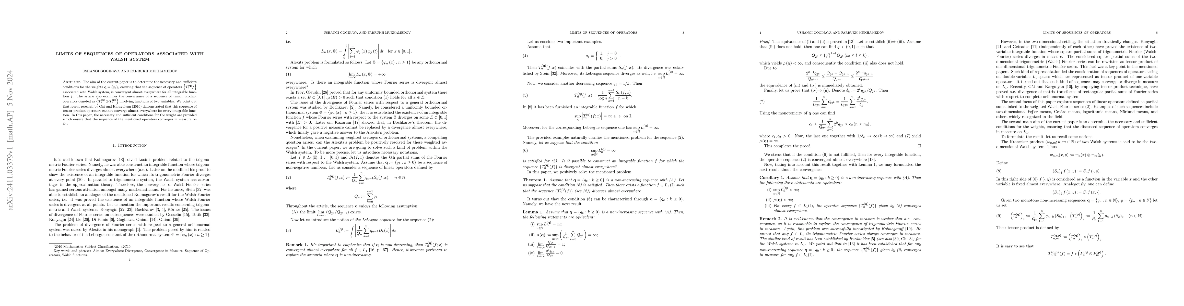 Thumbnail for Limits of sequences of operators associated with Walsh System