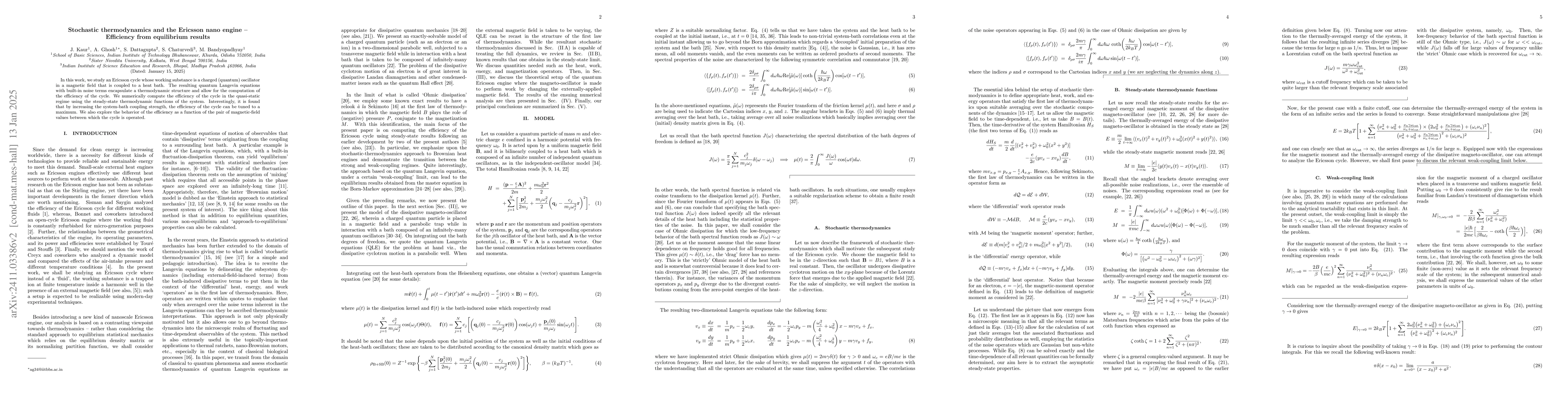 Thumbnail for Stochastic-thermodynamics approach to the Ericsson nano engine --
  Efficiency from equilibrium results