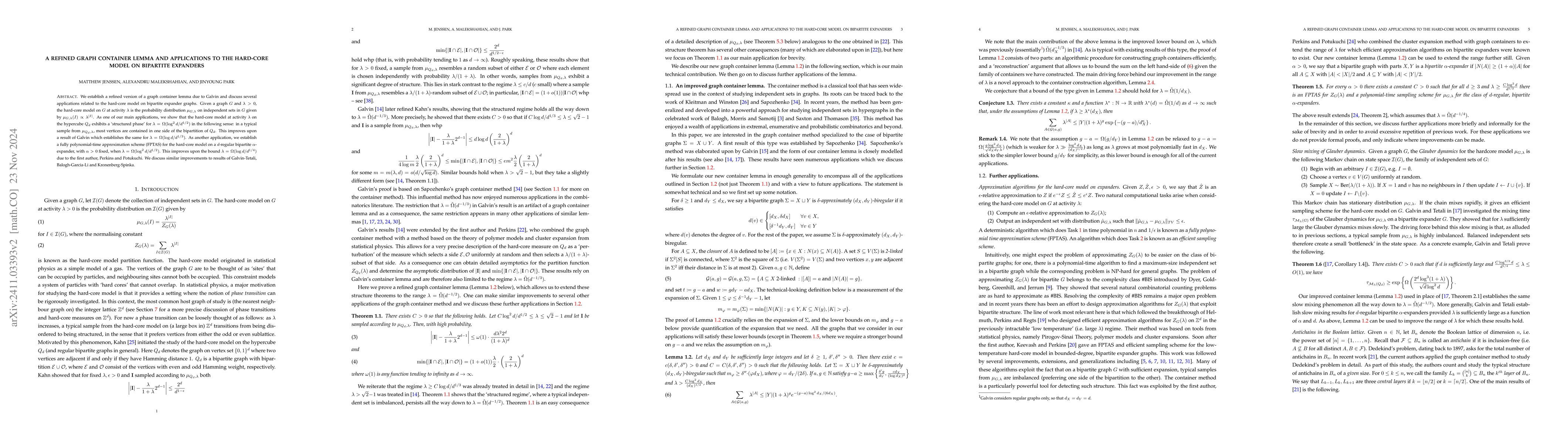 Thumbnail for A refined graph container lemma and applications to the hard-core model
  on bipartite expanders