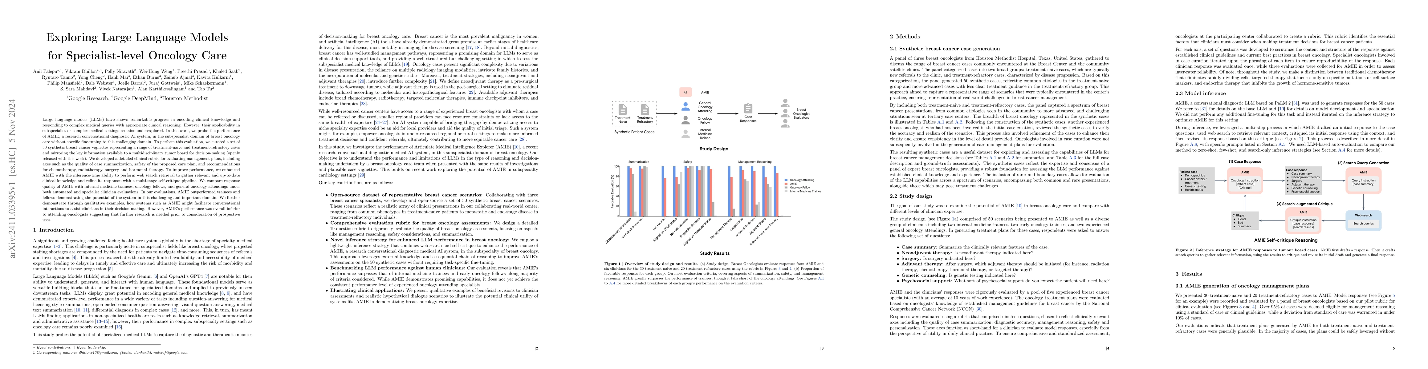 Thumbnail for Exploring Large Language Models for Specialist-level Oncology Care