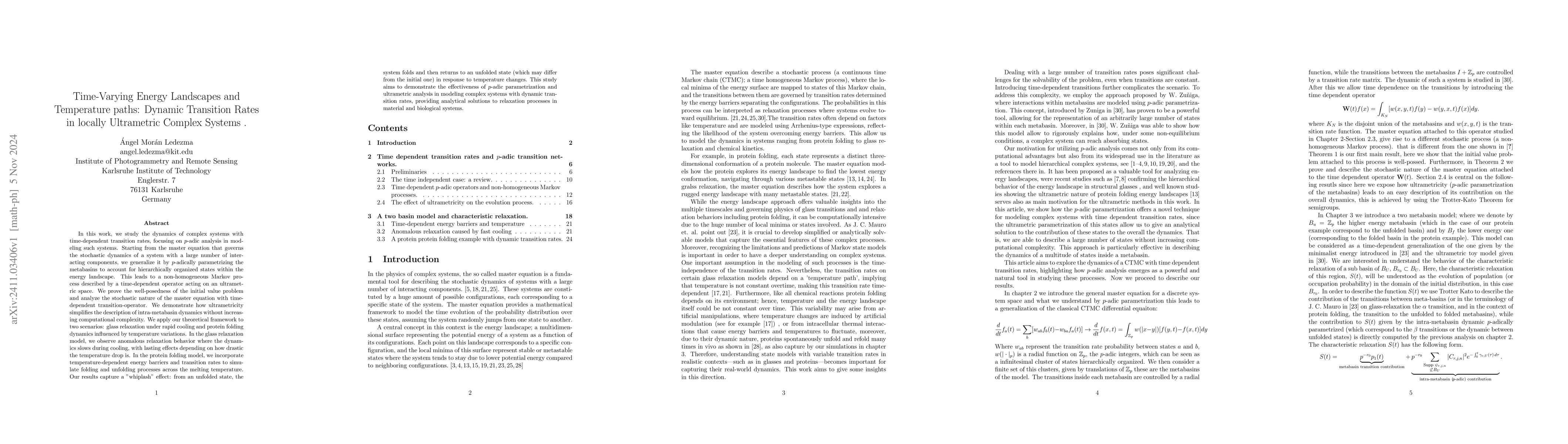 Thumbnail for Time-Varying Energy Landscapes and Temperature paths: Dynamic Transition
  Rates in locally Ultrametric Complex Systems