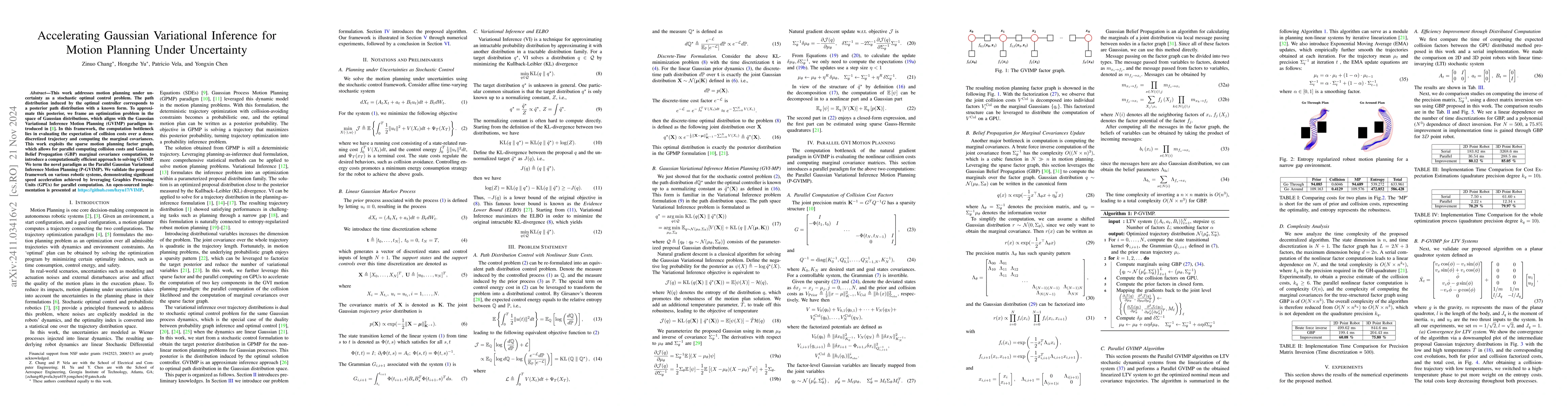 Thumbnail for Accelerating Gaussian Variational Inference for Motion Planning Under
  Uncertainty