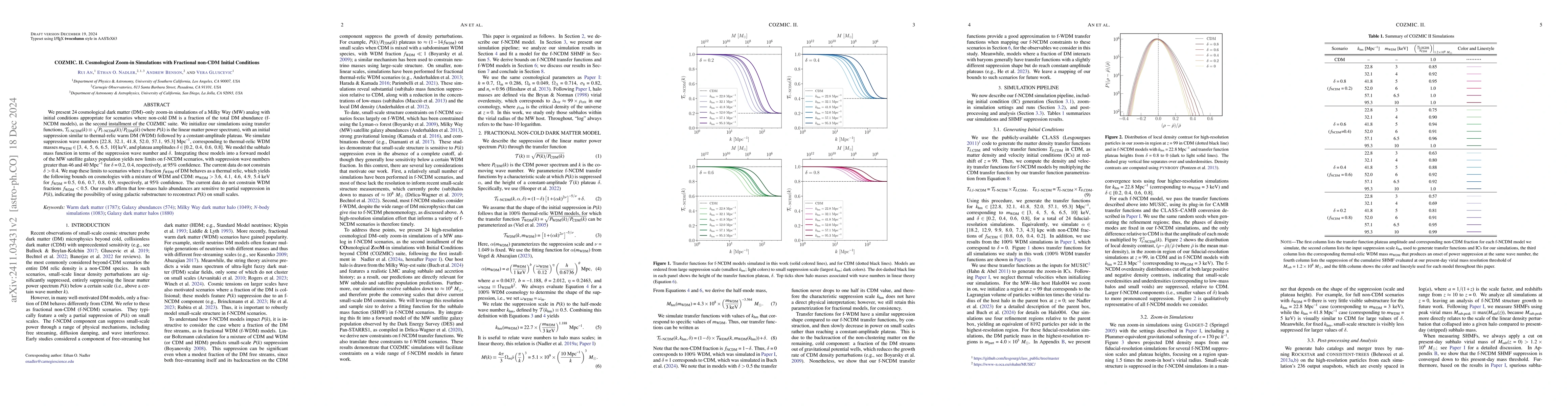 Thumbnail for COZMIC. II. Cosmological Zoom-in Simulations with Fractional non-CDM
  Initial Conditions