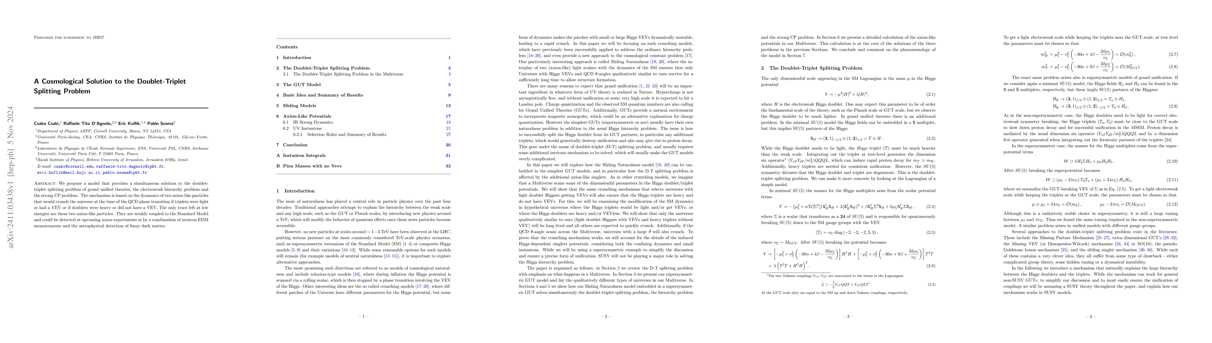 Thumbnail for A Cosmological Solution to the Doublet-Triplet Splitting Problem