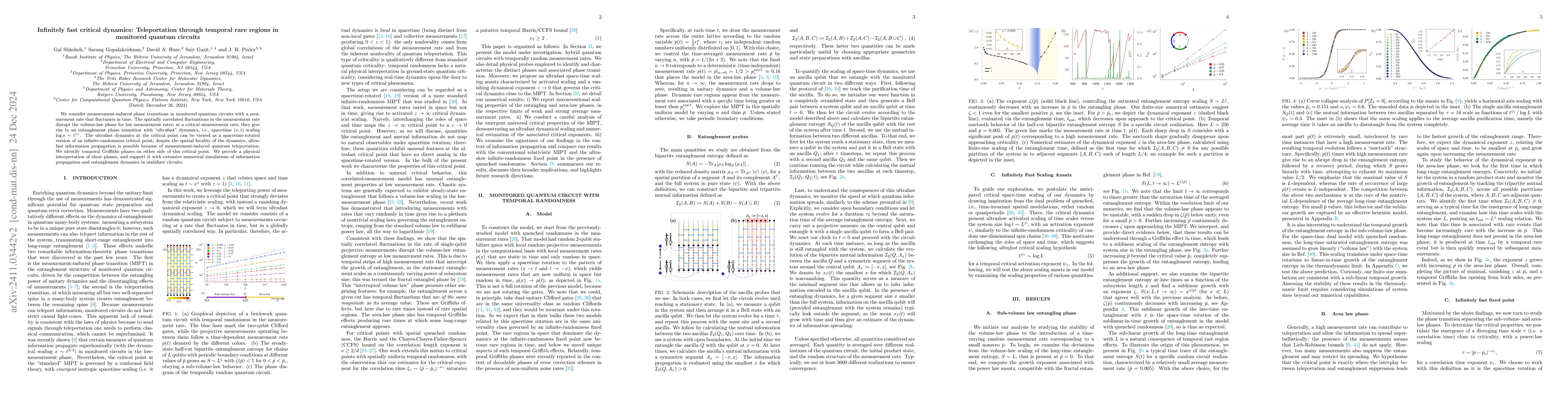 Thumbnail for Infinitely fast critical dynamics: Teleportation through temporal rare
  regions in monitored quantum circuits