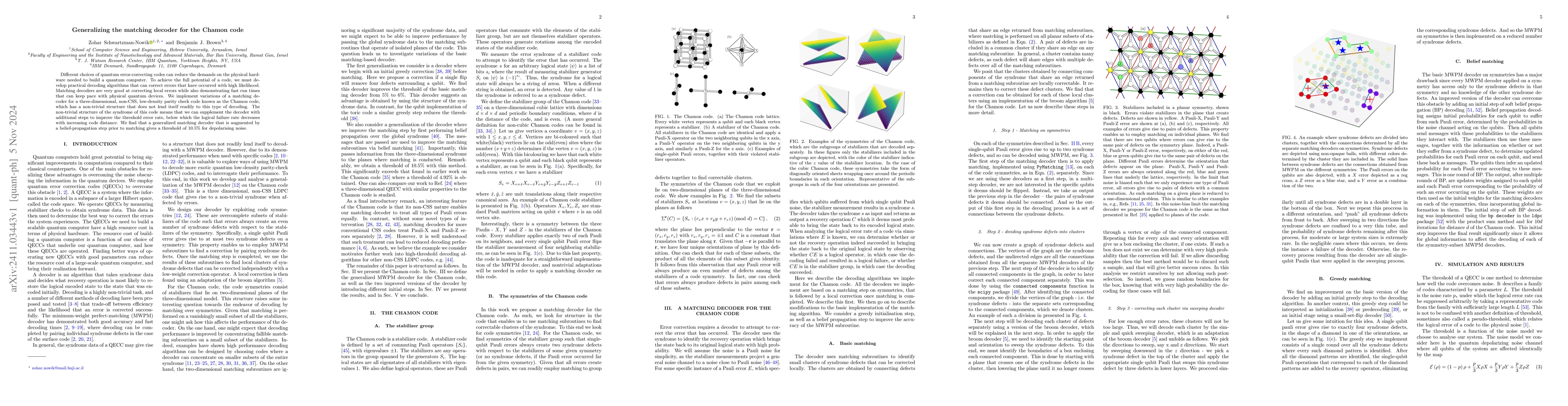Thumbnail for Generalizing the matching decoder for the Chamon code