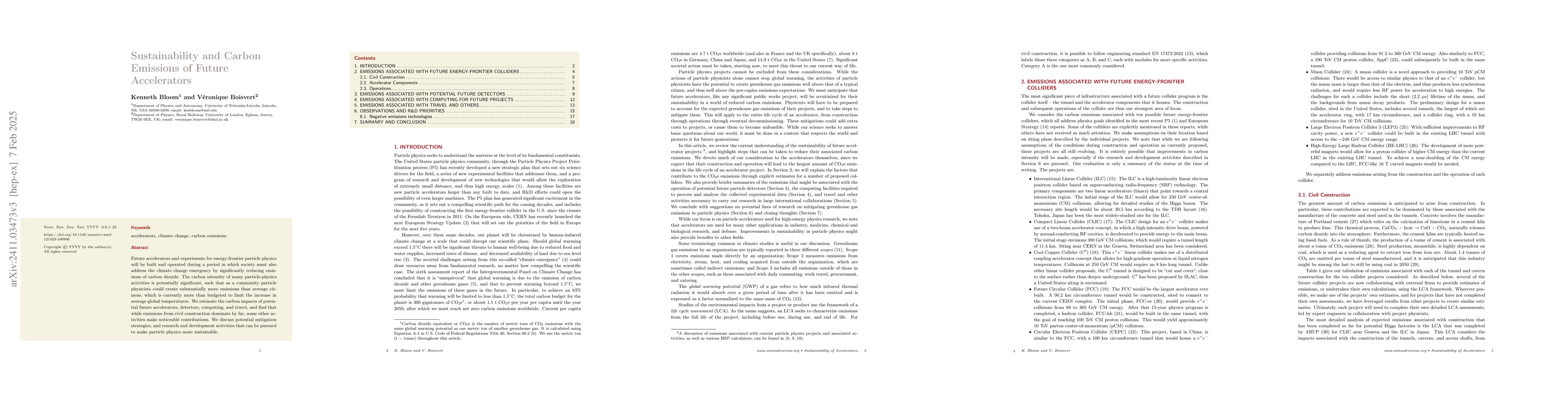 Thumbnail for Sustainability and Carbon Emissions of Future Accelerators