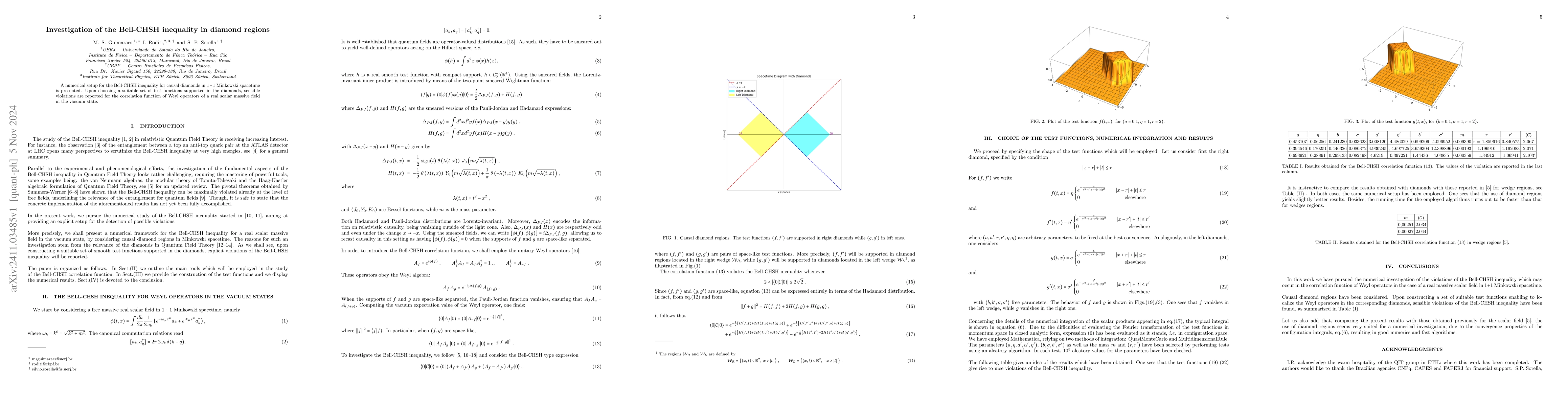 Thumbnail for Investigation of the Bell-CHSH inequality in diamond regions
