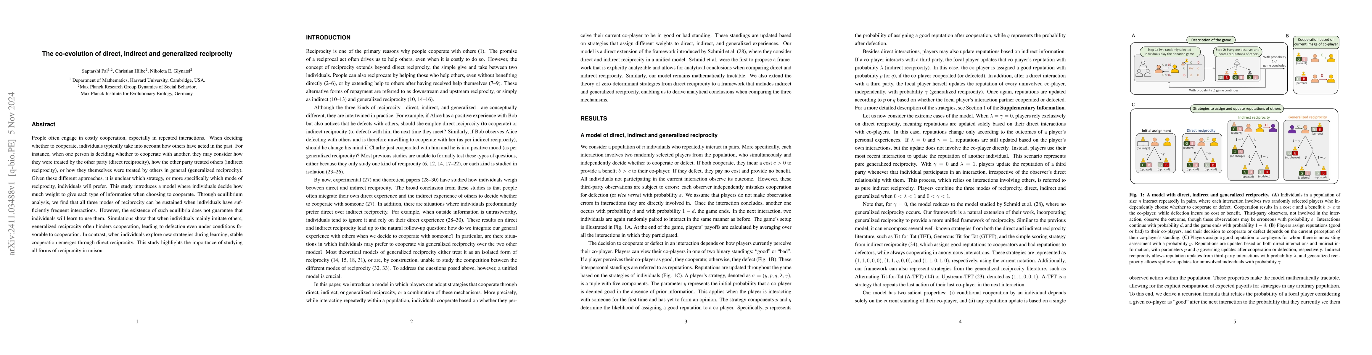 Thumbnail for The co-evolution of direct, indirect and generalized reciprocity
