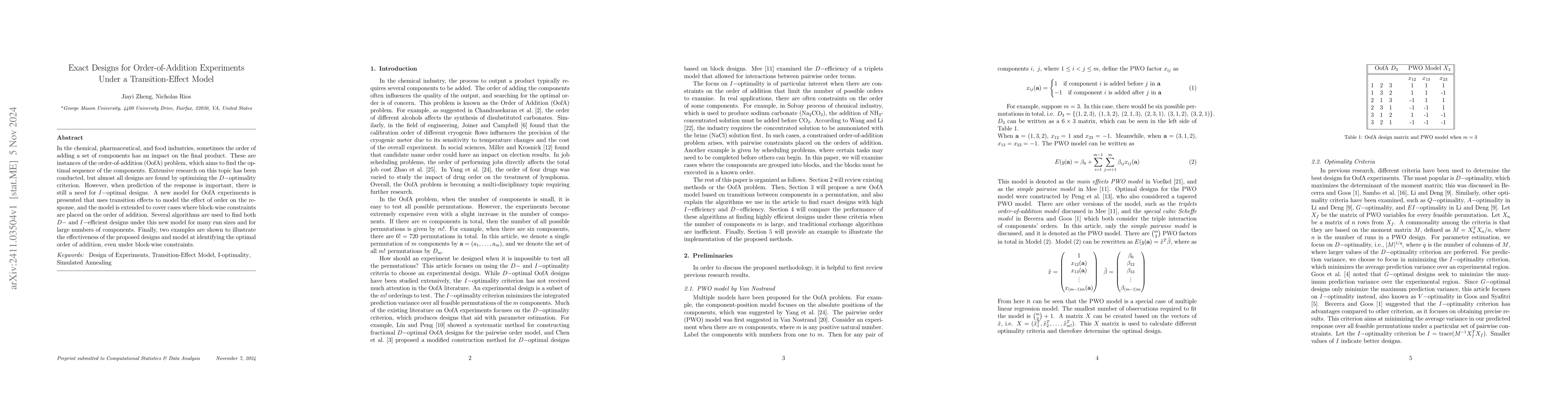 Thumbnail for Exact Designs for OofA Experiments Under a Transition-Effect Model