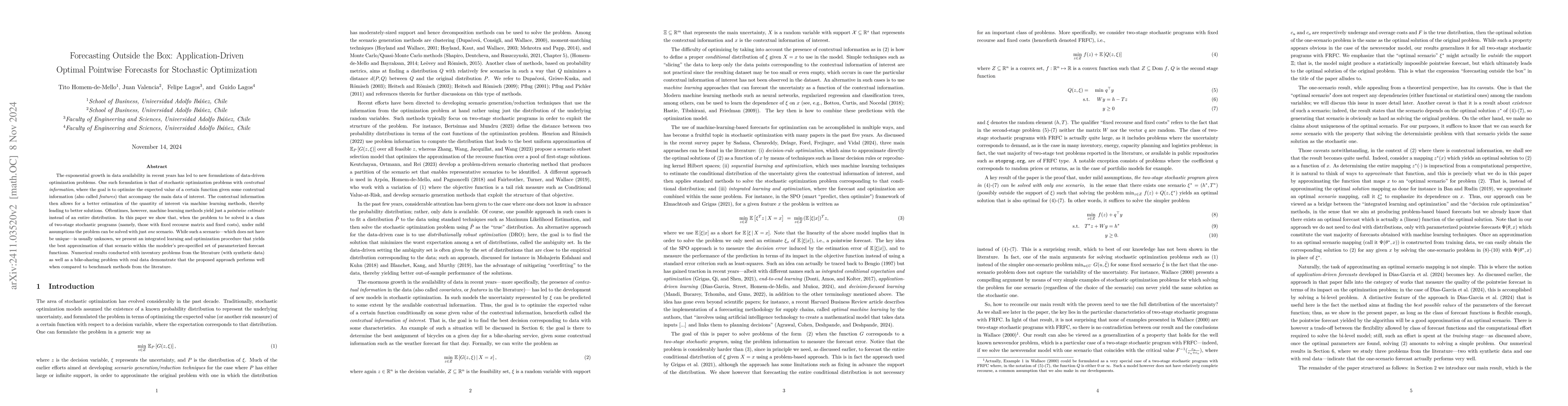 Thumbnail for Forecasting Outside the Box: Application-Driven Optimal Pointwise
  Forecasts for Stochastic Optimization
