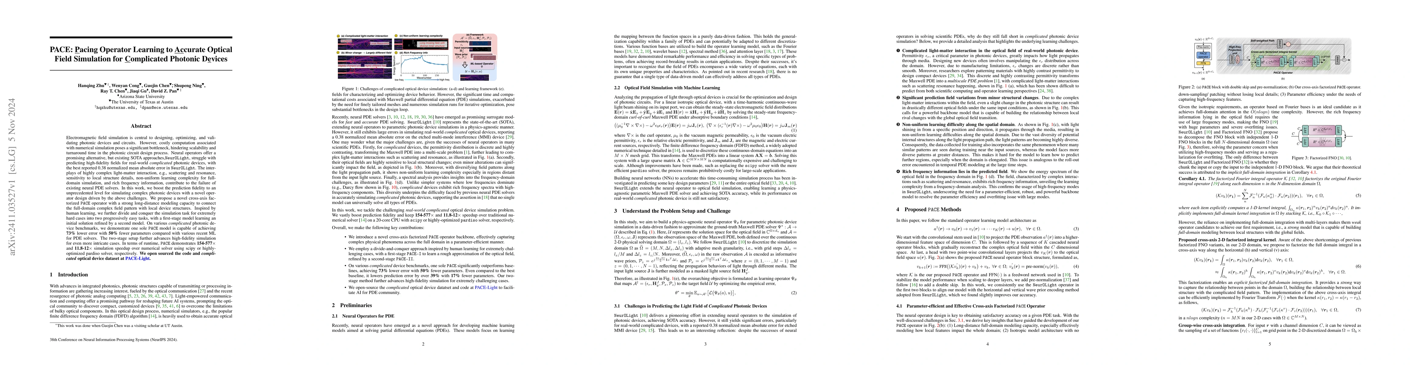 Thumbnail for PACE: Pacing Operator Learning to Accurate Optical Field Simulation for
  Complicated Photonic Devices