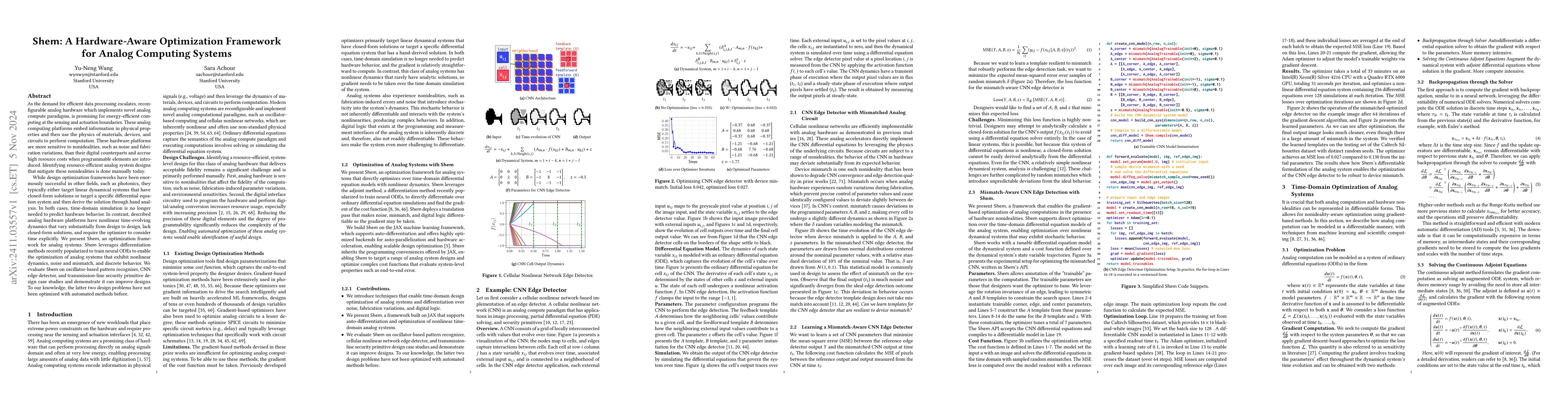 Thumbnail for Shem: A Hardware-Aware Optimization Framework for Analog Computing
  Systems