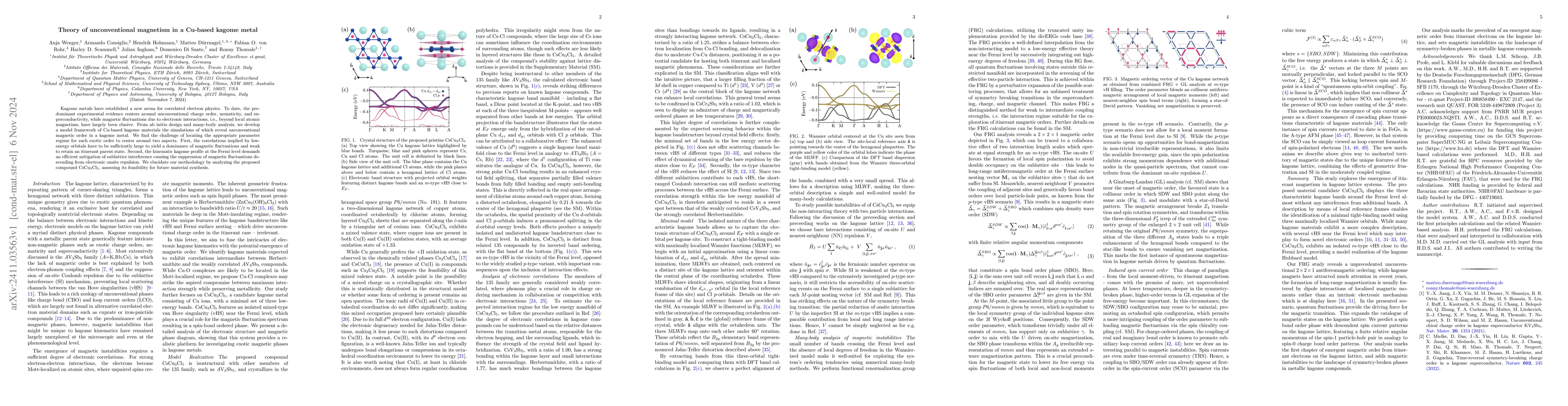 Thumbnail for Theory of unconventional magnetism in a Cu-based kagome metal