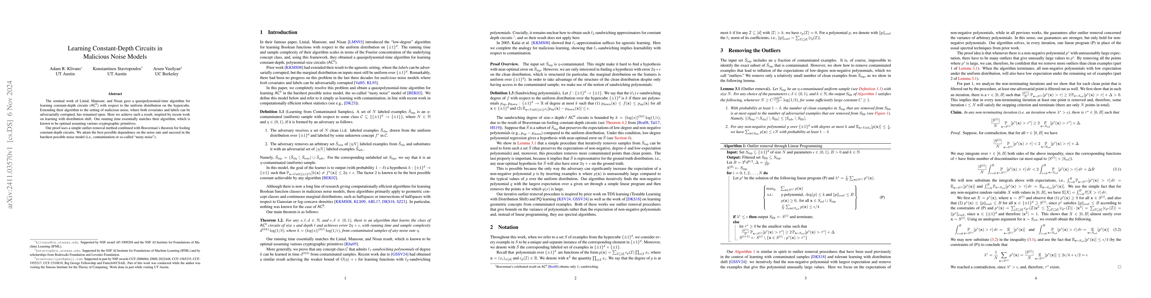 Thumbnail for Learning Constant-Depth Circuits in Malicious Noise Models