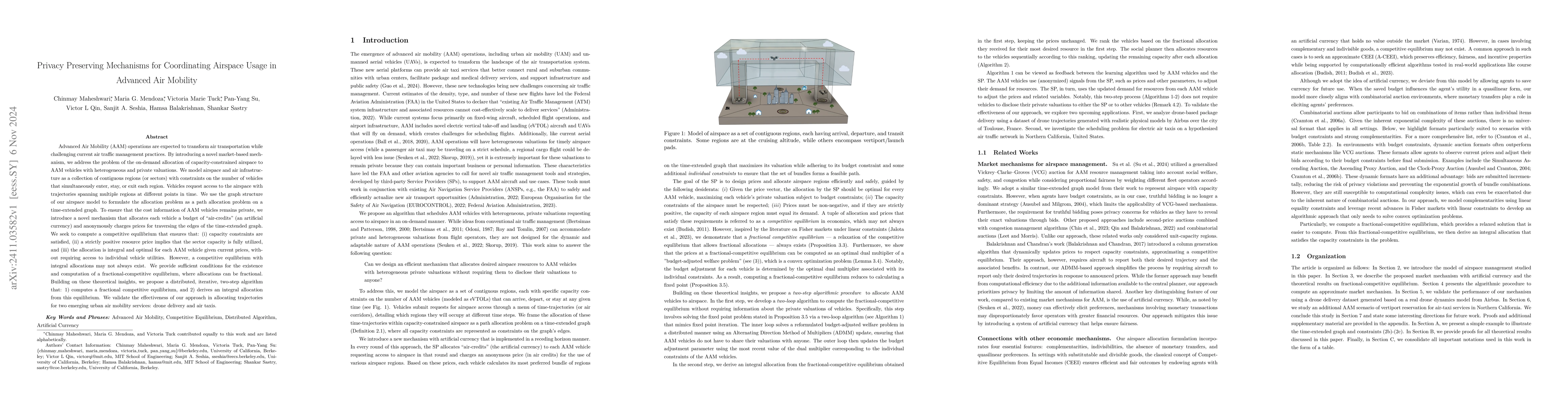 Thumbnail for Privacy Preserving Mechanisms for Coordinating Airspace Usage in
  Advanced Air Mobility