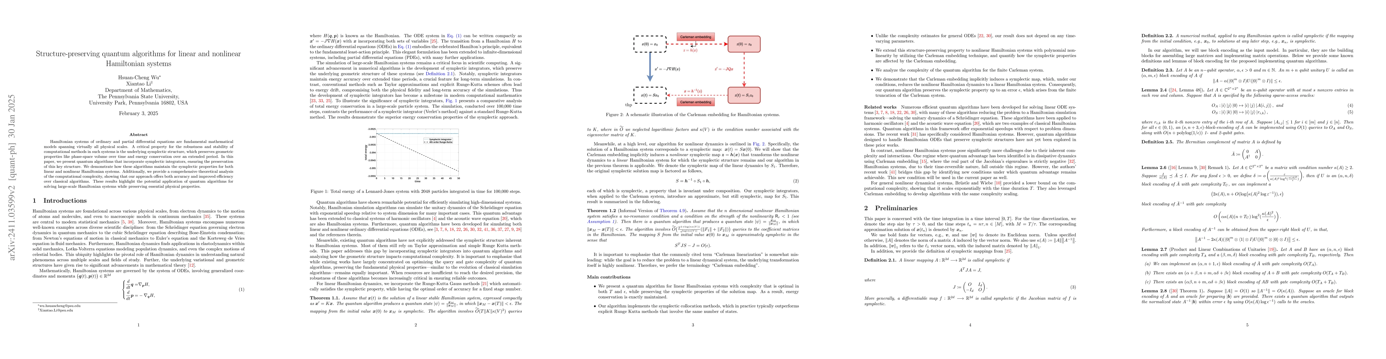 Thumbnail for Structure-preserving quantum algorithms for linear and nonlinear
  Hamiltonian systems
