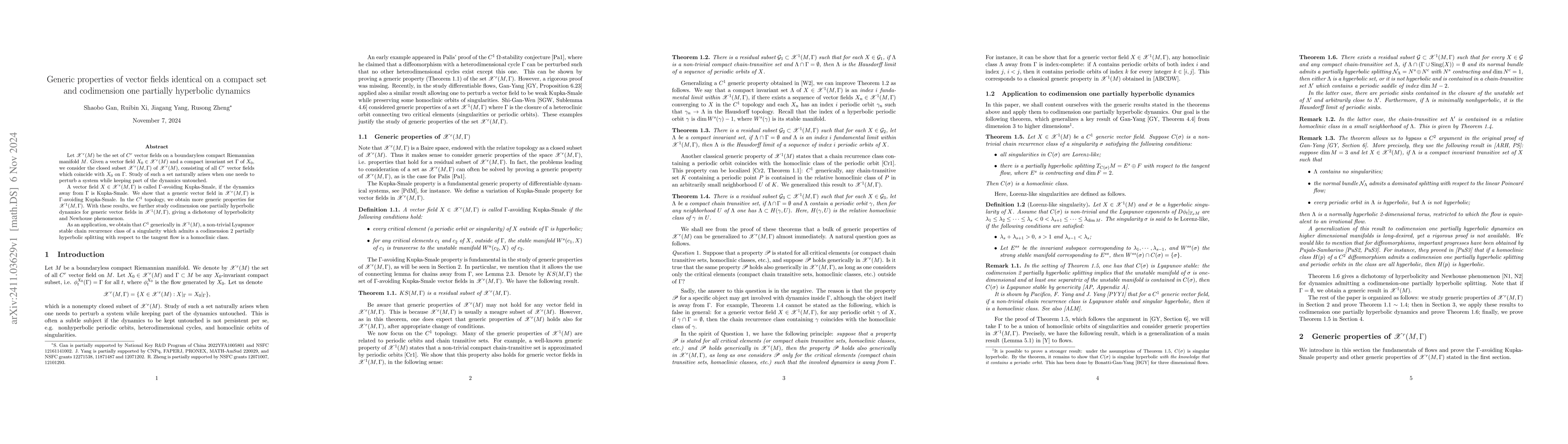 Thumbnail for Generic properties of vector fields identical on a compact set and
  codimension one partially hyperbolic dynamics