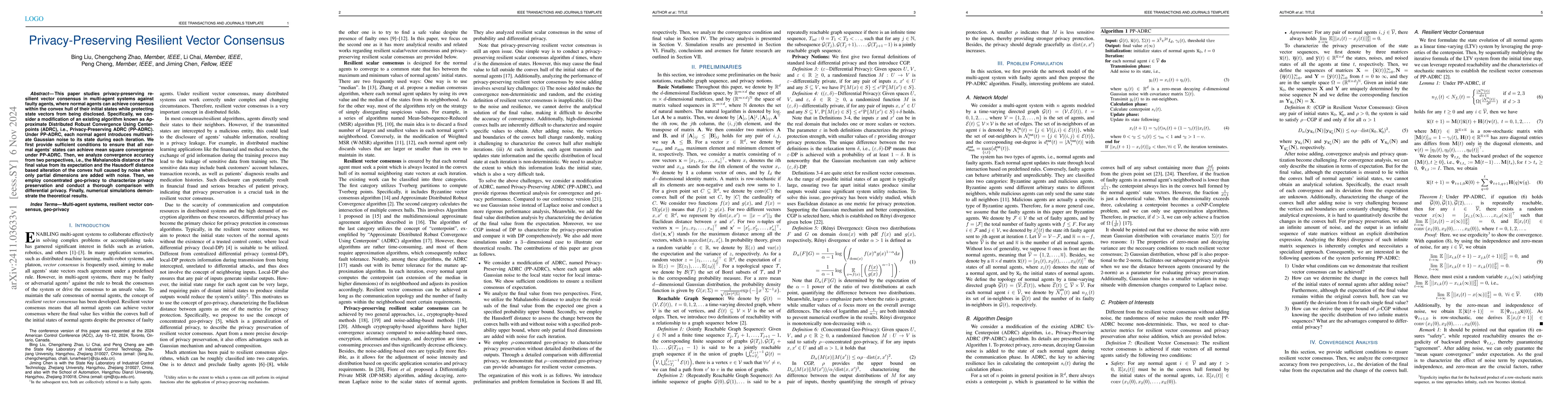 Thumbnail for Privacy-Preserving Resilient Vector Consensus